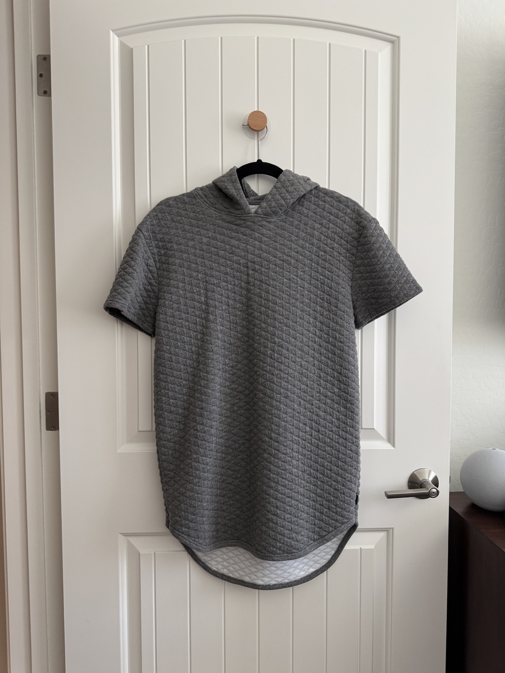 Men's Short-Sleeve Quilted Hoodie - Gray